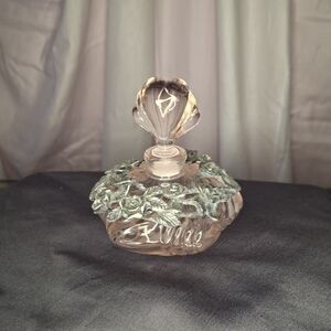 Vintage Glass Perfume Bottle with Floral Design